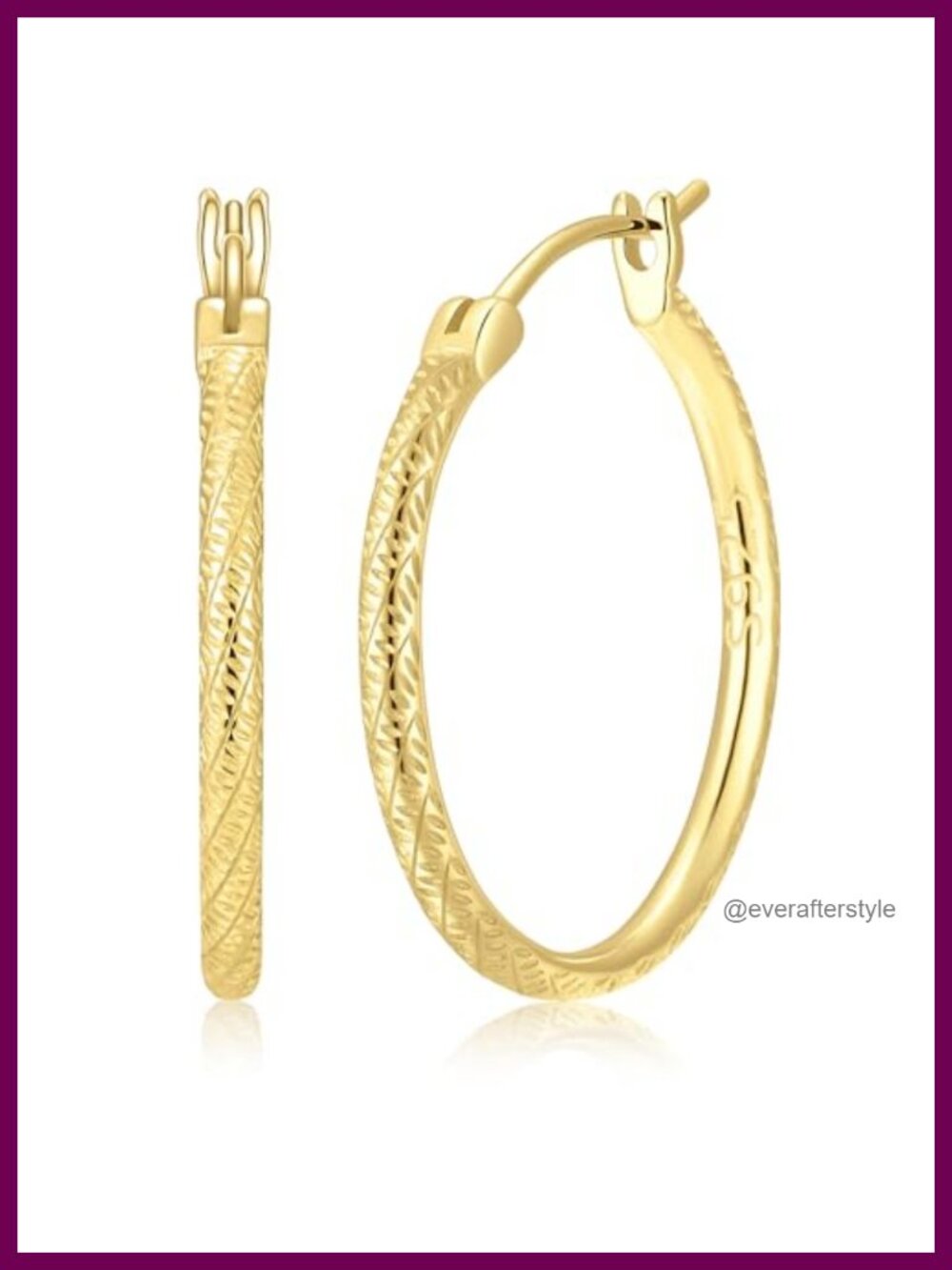 14K Gold Vermeil Over 925 Sterling Silver Hoop Earrings for Women 25mm Latch